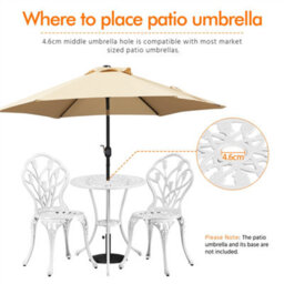 Yaheetech White 3 Piece Patio Bistro Set, 2 Seater Metal Garden Table & Chairs Bistro Coffee Table Set, Balcony Outdoor - thumbnail 8
