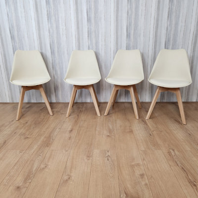 Kosy Koala Set Of 4 Cream Dining Chairs Pu Leather With Soft Padded Seat For Dining Room - image 1