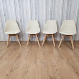 Kosy Koala Set Of 4 Cream Dining Chairs Pu Leather With Soft Padded Seat For Dining Room - thumbnail 1