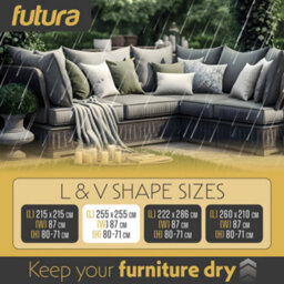 Futura 420D V Shaped 255X255X80Cm Waterproof Garden Furniture Cover, Outdoor Patio Weatherproof Rattan Sofa Shield - thumbnail 4