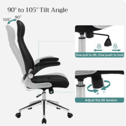 Songmics Office Chair High Back, Desk Chair, Mesh Office Chair, Swivel Desk Chair, Flip Up Armrests, Black - thumbnail 4