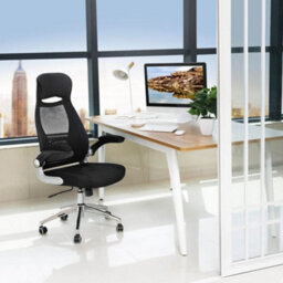 Songmics Office Chair High Back, Desk Chair, Mesh Office Chair, Swivel Desk Chair, Flip Up Armrests, Black - thumbnail 1