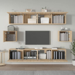 Berkfield 6 Piece Tv Cabinet Set Sonoma Oak Engineered Wood - thumbnail 3