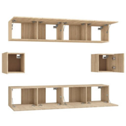 Berkfield 6 Piece Tv Cabinet Set Sonoma Oak Engineered Wood - thumbnail 5
