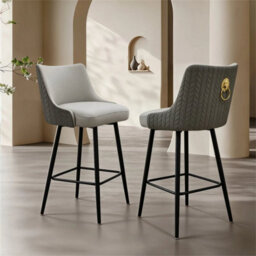 Grey & Dark Grey Adjustable Bar Stools Set Of 2 Retro Swivel Kitchen Stools With Back - thumbnail 5