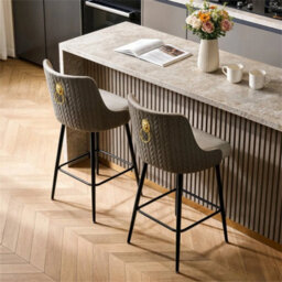 Grey & Dark Grey Adjustable Bar Stools Set Of 2 Retro Swivel Kitchen Stools With Back - thumbnail 4
