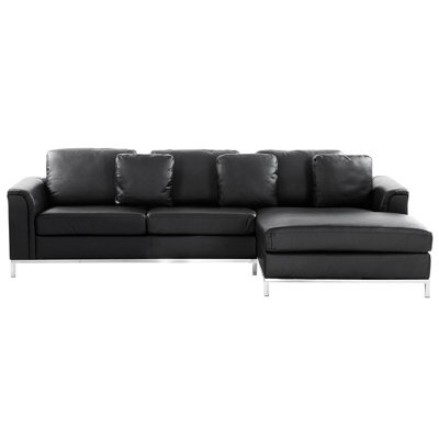 Beliani Corner Sofa 4 Seater Oslo Leather Black Left Hand - image 1