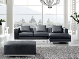 Beliani Corner Sofa 4 Seater Oslo Leather Black Left Hand - thumbnail 2