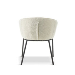 Set Of 4 White Boucle Dining Chairs, Armchairs, Lounge Chairs - thumbnail 7
