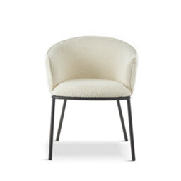 Set Of 4 White Boucle Dining Chairs, Armchairs, Lounge Chairs - thumbnail 5