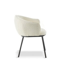 Set Of 4 White Boucle Dining Chairs, Armchairs, Lounge Chairs - thumbnail 6