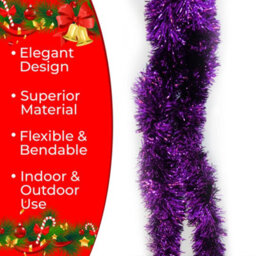 Neel Blue Purple Metallic Shiny Christmas Tinsel Garland For Xmas Tree & Home Decorations, 2M X 9Cm - thumbnail 3