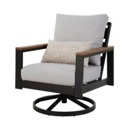 Xample Grand Leisure Easton 5 Piece Fire Patio Set Swivel Chairs Sunbrella Cushions Aluminium Outdoor Furniture Cover - thumbnail 4