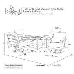 Xample Grand Leisure Easton 5 Piece Fire Patio Set Swivel Chairs Sunbrella Cushions Aluminium Outdoor Furniture Cover - thumbnail 2