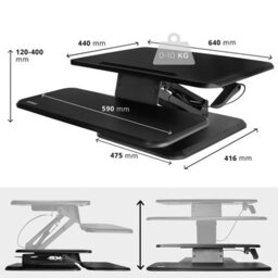 Duronic Dm05D12 Sit-Stand Desk Workstation, Desk Convertor, Manually Height Adjustable 12-41Cm, 64X45.5Cm Platform - Black - thumbnail 3