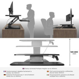 Duronic Dm05D12 Sit-Stand Desk Workstation, Desk Convertor, Manually Height Adjustable 12-41Cm, 64X45.5Cm Platform - Black - thumbnail 5