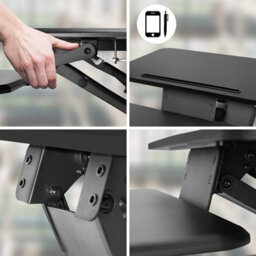 Duronic Dm05D12 Sit-Stand Desk Workstation, Desk Convertor, Manually Height Adjustable 12-41Cm, 64X45.5Cm Platform - Black - thumbnail 4