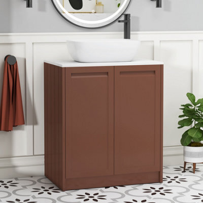 Royal Bathrooms Royal Bathroom Elmore 700mm Terracotta Clay Freestanding Countertop Bathroom Vanity Unit 2 Door With Elva Basin - image 1