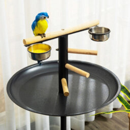 Metal Bird Table Play Stand, Bird Feeder Station With Wheels Feeding Bowl - thumbnail 5