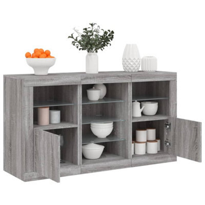 Vidaxl Sideboard With Led Lights Grey Sonoma 123X37X67 Cm - image 1