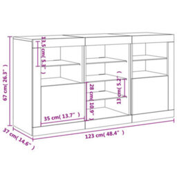 Vidaxl Sideboard With Led Lights Grey Sonoma 123X37X67 Cm - thumbnail 3