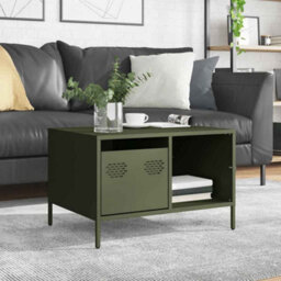 Berkfield Coffee Table Olive Green 68.5X50X43.5 Cm Cold-Rolled Steel - thumbnail 3