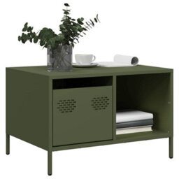 Berkfield Coffee Table Olive Green 68.5X50X43.5 Cm Cold-Rolled Steel - thumbnail 1