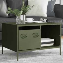 Berkfield Coffee Table Olive Green 68.5X50X43.5 Cm Cold-Rolled Steel - thumbnail 4