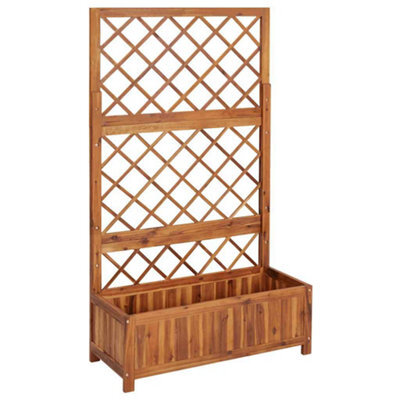 Berkfield Durable Raised Bed With Trellis 85X38X150 Cm Solid Acacia Wood - image 1
