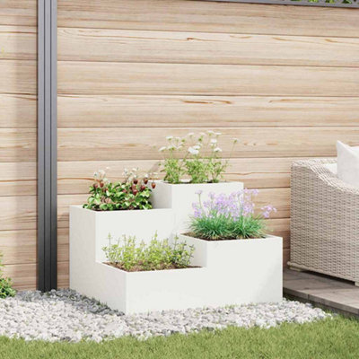 Berkfield Garden Planter White 100 X 100 X 60 Cm Steel - image 1