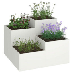 Berkfield Garden Planter White 100 X 100 X 60 Cm Steel - thumbnail 3