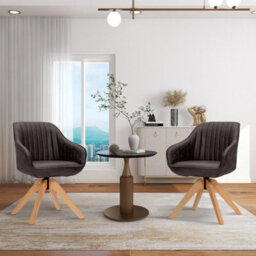 Modern Swivel Accent Chair Set Of 2 Ergonomic Armchairs Desk Chairs - thumbnail 3