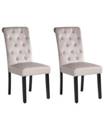Beliani Set Of 2 Grey Velvet Dining Chairs With Black Pine Legs, W46 X D52 X H98Cm - thumbnail 3