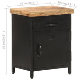 Vidaxl Bedside Cabinet 40X30X52 Cm Rough Mango Wood - thumbnail 3