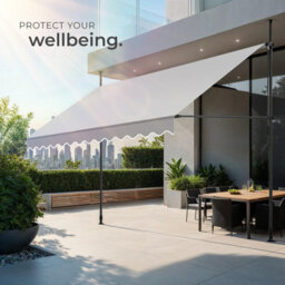 Tectake Awning With Hand Crank - Pressure Fitted , Height Adjustable 350 X 180 Cm - Light Grey - thumbnail 7