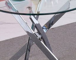 Furnizone UK Rolex 4-Seater 100Cm Round Clear Glass Dining Table And 4 Monza Pink Velvet Chairs - thumbnail 4
