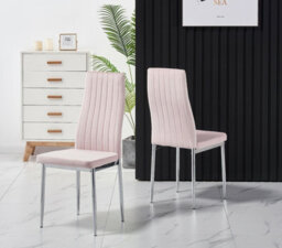 Furnizone UK Rolex 4-Seater 100Cm Round Clear Glass Dining Table And 4 Monza Pink Velvet Chairs - thumbnail 5