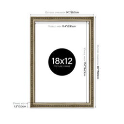18X12 Champaign Ornate Picture Frame (45.7 X 30.5Cm) Poster, Photo, Artwork, Gallery Wall Or Print - thumbnail 2