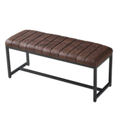 Hallowood Furniture Cullompton Bench (110Cm) With Leather Effect Top And U Shaped Legs - thumbnail 8