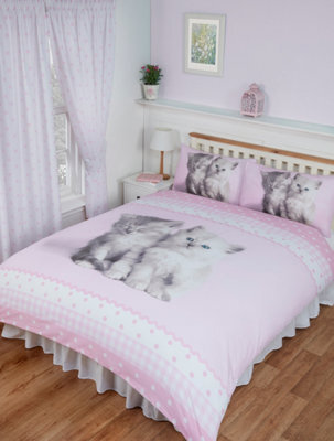 Rachael Hale Single Bed Misty & Mac Duvet Cover Set Polka Dot Pink Cat Kittens - image 1
