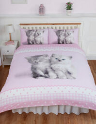Rachael Hale Single Bed Misty & Mac Duvet Cover Set Polka Dot Pink Cat Kittens - thumbnail 4
