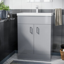 Nes Home 600mm Freestanding Grey Vanity Unit With Basin - thumbnail 3