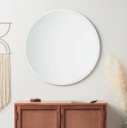 Living And Home White Round Wall Mounted Framed Bathroom Mirror 40 Cm - thumbnail 3
