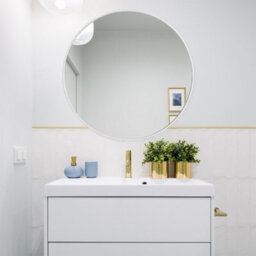 Living And Home White Round Wall Mounted Framed Bathroom Mirror 40 Cm - thumbnail 2