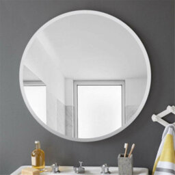 Living And Home White Round Wall Mounted Framed Bathroom Mirror 40 Cm