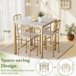 Gainoom Set For 4 Counter Height Dining Table White 5-Piece Kitchen Bar Table And Chairs Set With Space-Saving Dinette Set - thumbnail 8