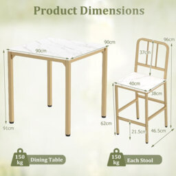 Gainoom Set For 4 Counter Height Dining Table White 5-Piece Kitchen Bar Table And Chairs Set With Space-Saving Dinette Set - thumbnail 2