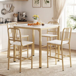 Gainoom Set For 4 Counter Height Dining Table White 5-Piece Kitchen Bar Table And Chairs Set With Space-Saving Dinette Set - thumbnail 3