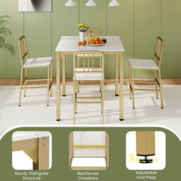 Gainoom Set For 4 Counter Height Dining Table White 5-Piece Kitchen Bar Table And Chairs Set With Space-Saving Dinette Set - thumbnail 7