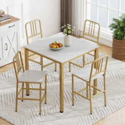 Gainoom Set For 4 Counter Height Dining Table White 5-Piece Kitchen Bar Table And Chairs Set With Space-Saving Dinette Set - thumbnail 5